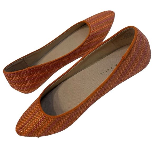 Kelly & Katie Pirassa Flats 8.5M Pointed Toe Woven Orange Pink Casual Summer - Picture 4 of 8